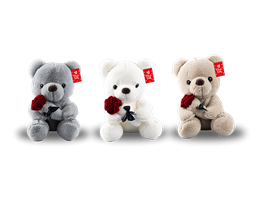 Valentine's Plush Teddy with Rose 27cm