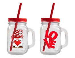 Valentine's Mason Jar with Straw 450ML