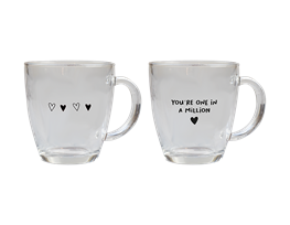 Valentine's Printed Glass Coffee Cup 350ML