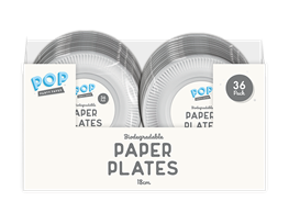 White paper plates 18cm 36pk PDQ