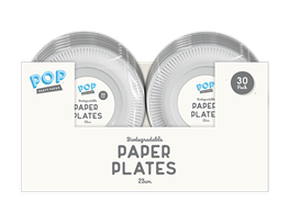 White paper plates 23cm 30pk PDQ