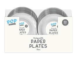 White Paper Plates 23cm 50pk PDQ