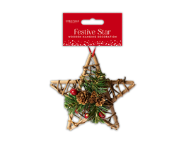 Wooden Star Decoration 15cm x 15cm x 4.5cm