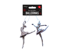 Rose Gold Glitter Ballerina Decorations - 2 Pack