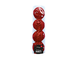 Red Hanging Baubles - 4 Pack