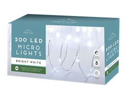 200 Micro Led Battery Operated Lights - Bright White