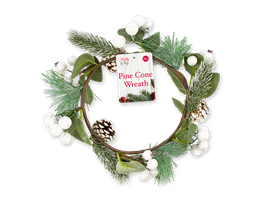 Pine Cone / Mistletoe Wreath 25cm