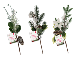 Artificial Glittered Pine Cone Pick 32cm