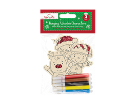 Colour-In Wooden Hanging Characters 3pk