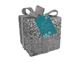 Small Glitter Gift Box Decoration 7.5x7.5cm