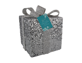 Medium Glitter Gift Box Decoration 11x11cm