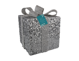 Large Glitter Gift Box Decoration 17x17cm