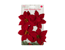 4 Large Poinsettia Clips