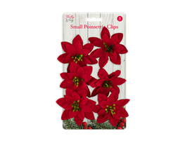 6 Small Poinsettia Clips