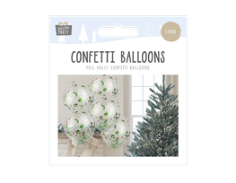 Foil Holly Confetti Balloons 5pk