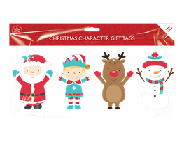 Xmas Figures Foil Tags 12 Pack