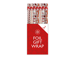 Xmas Foil Roll Wrap 2m Red PDQ